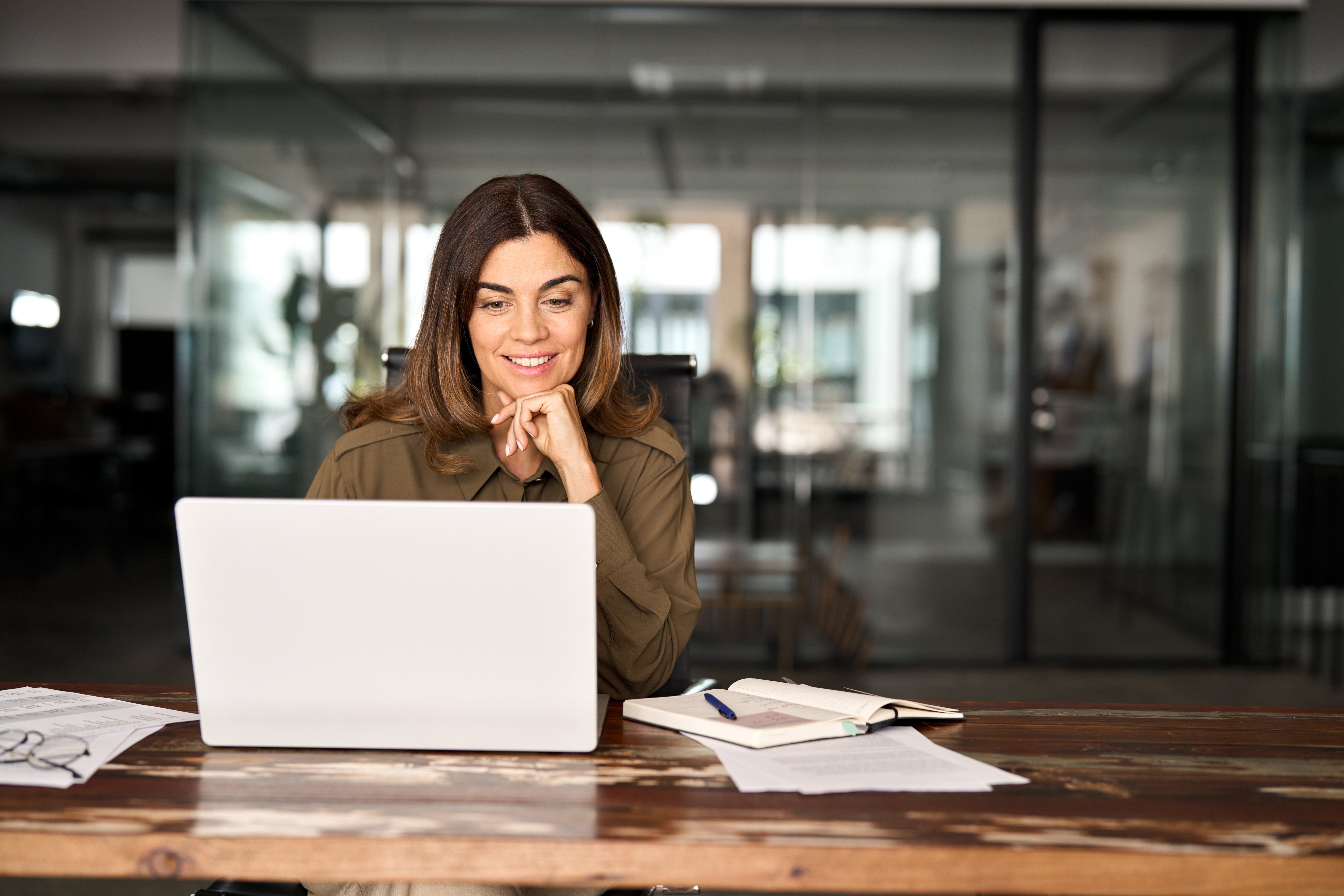 Business owner using a laptop for tax planning